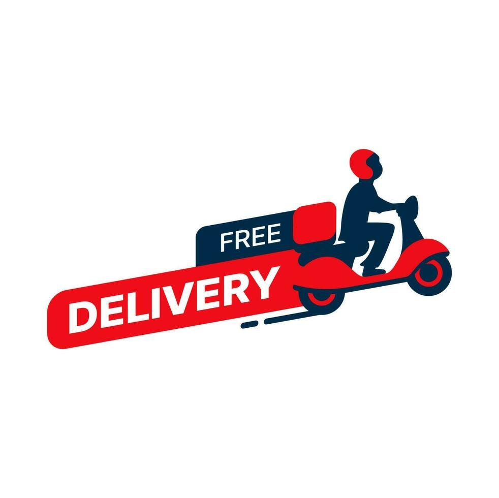free delivery icon fast food service scooter sign vector